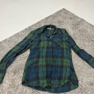 GAP Casual Green and Navy Plaid Shirt